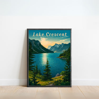 Lake Crescent Vintage Travel Poster - Timeless Pacific Northwest Beauty