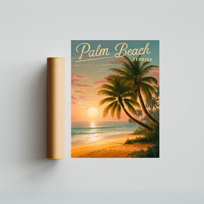 Palm Beach Vintage Travel Poster - Beachfront Beauty