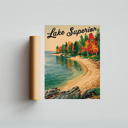 Lake Superior Vintage Travel Poster - Timeless Great Lakes Majesty