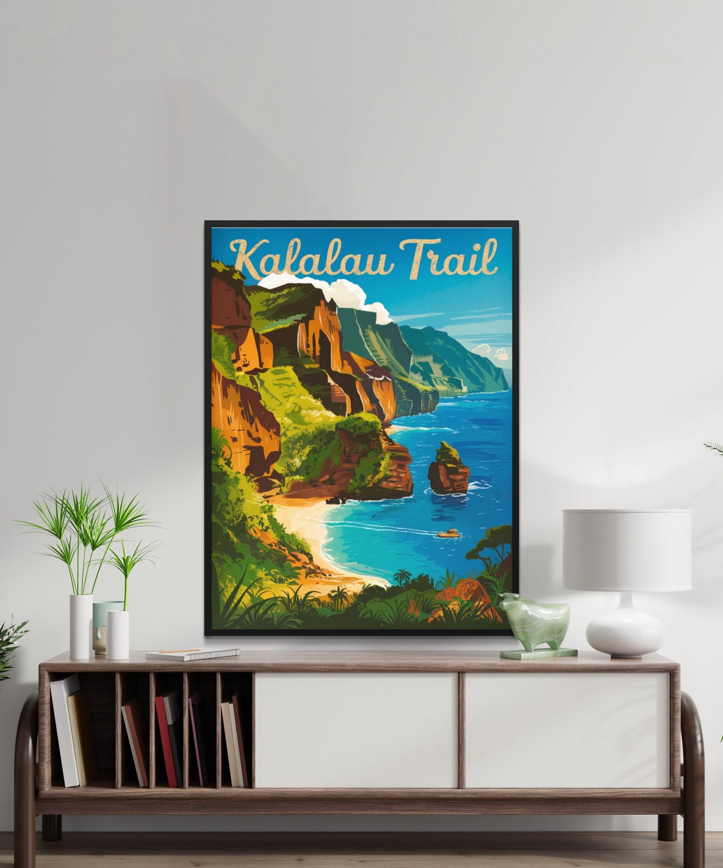 Kalalau Trail Vintage Travel Poster - Cliffside Trails