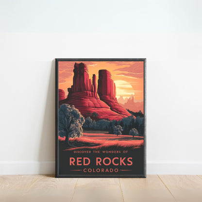 Red Rocks Vintage Travel Poster - Scenic Marvel