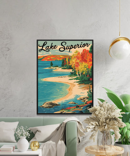 Lake Superior Vintage Travel Poster - North Shore Serenity