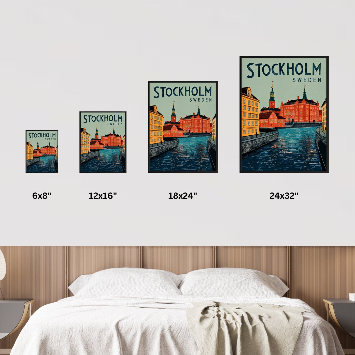 Stockholm Vintage Travel Poster  - Nordic Capital Charm