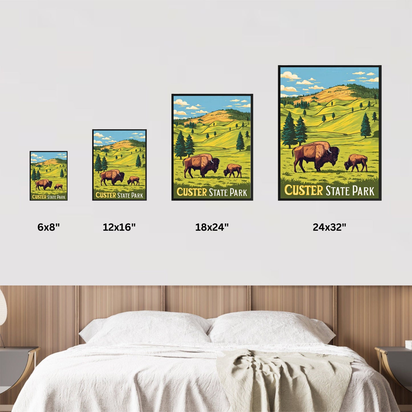 Custer State Park Vintage Travel Poster - Timeless Beauty of the Black Hills and Bison