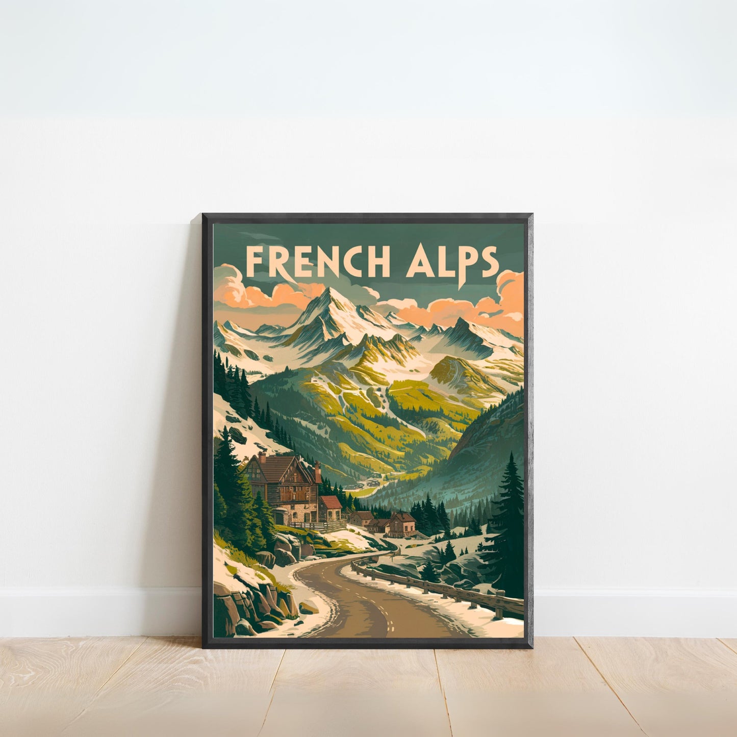 French Alps Vintage Travel Poster