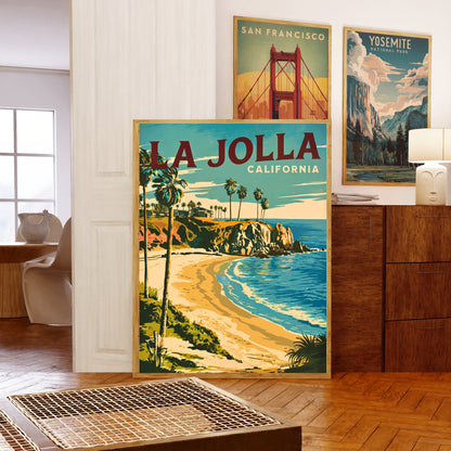 La Jolla Cove  Vintage Travel Poster - California's Pristine Shores