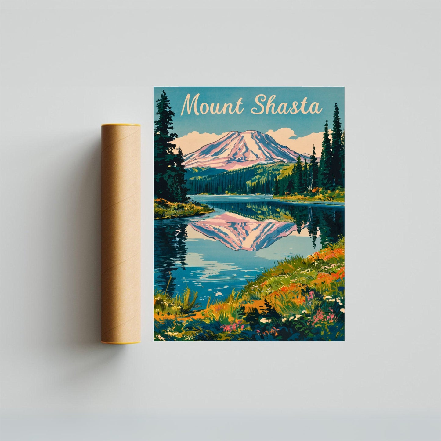 Mount Shasta Vintage Travel Poster