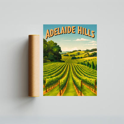 Adelaide Hills Vintage Travel Poster