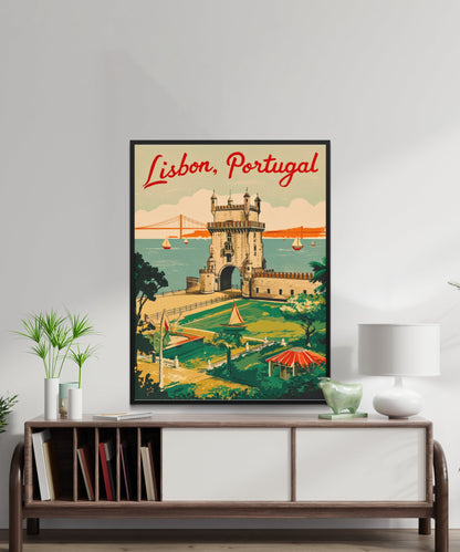 Lisbon Vintage Travel Poster - Capital of Portugal