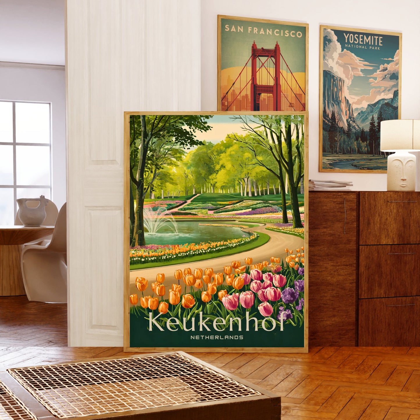 Keukenhof Lake Vintage Travel Poster