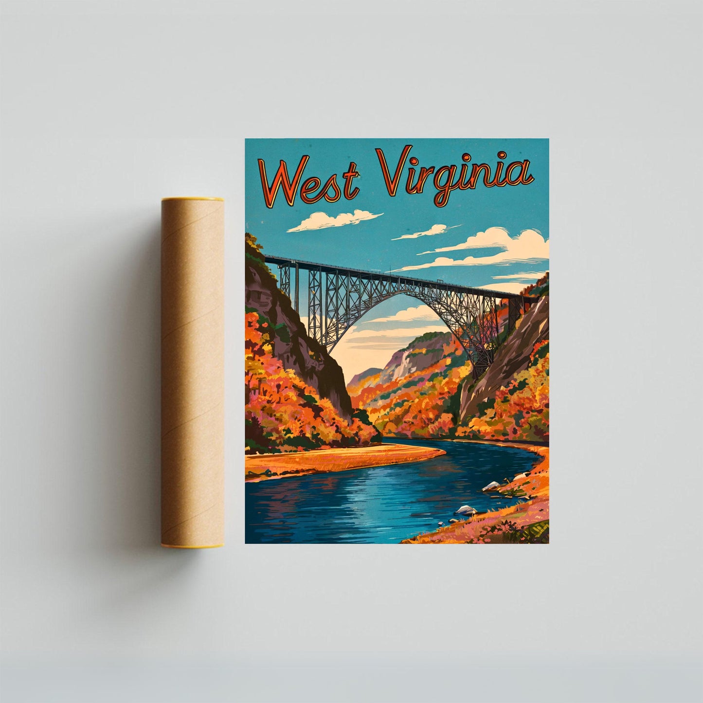 West Virginia Vintage Travel Poster - Heart of the Mountain State