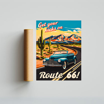 Route 66  Vintage Travel Poster - Main Street of America