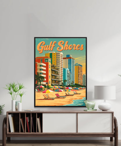 Gulf Shores Vintage Travel Poster