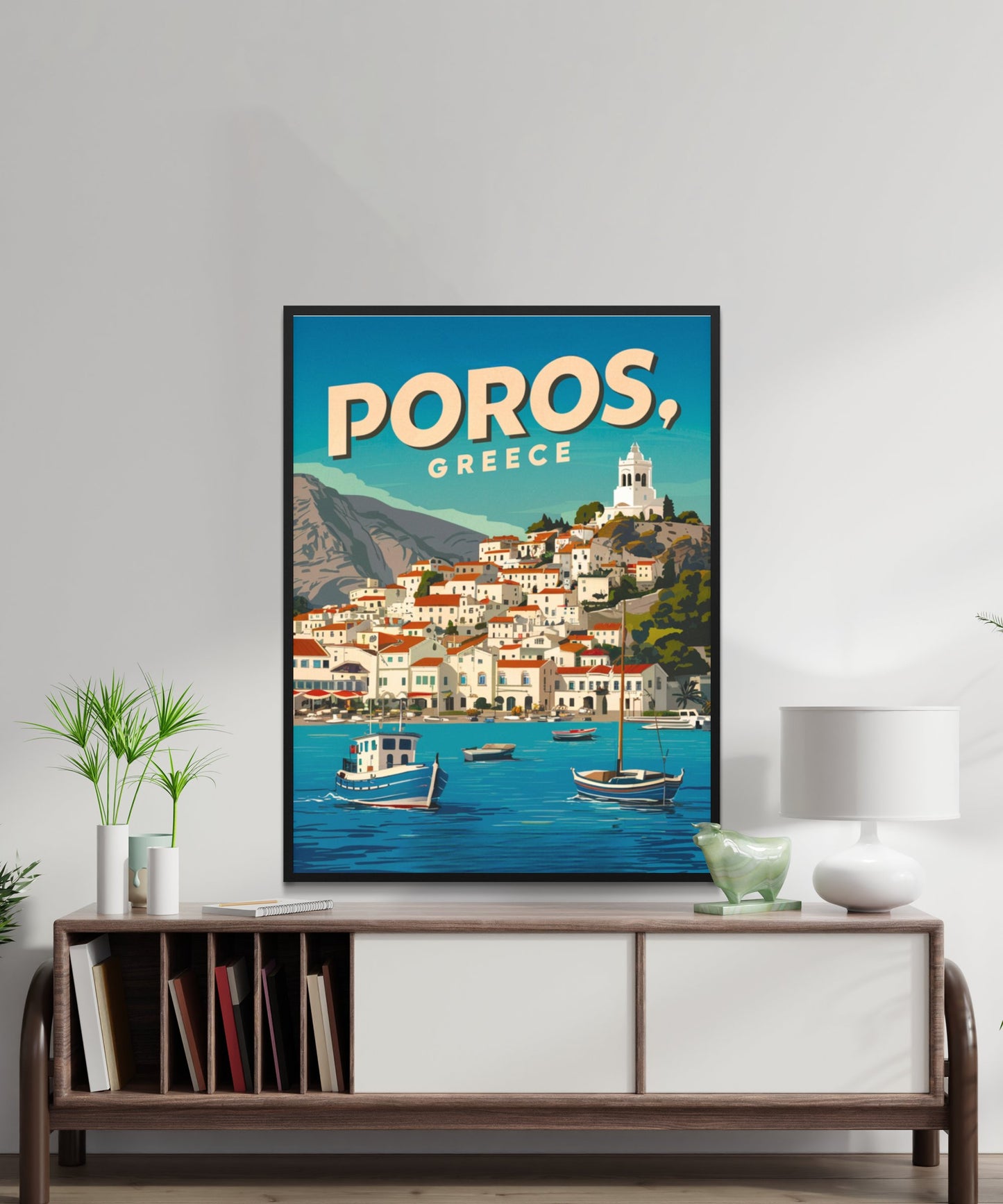 Poros Vintage Travel Poster - Scenic Harbor