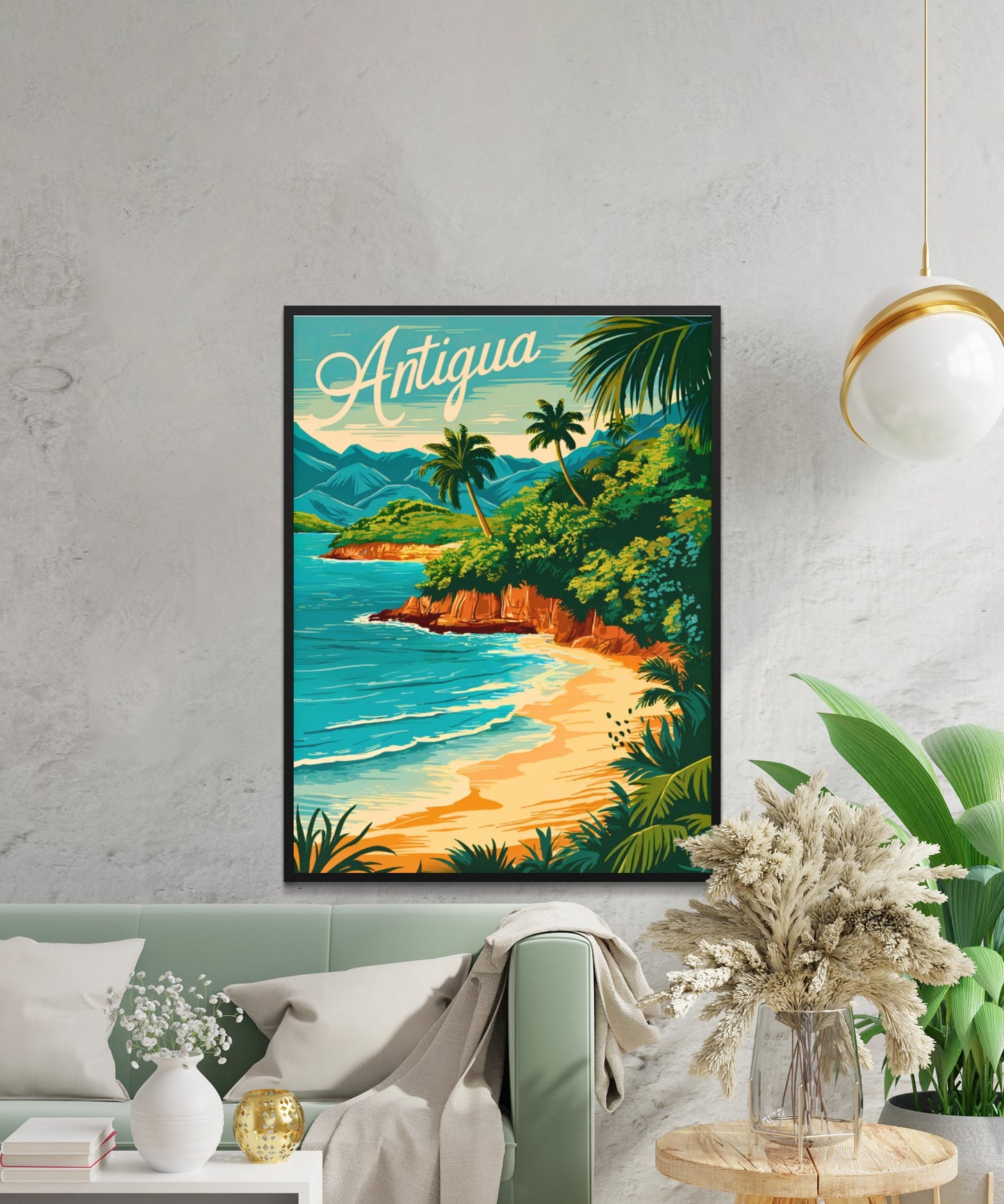 Antigua Vintage Travel Poster - Caribbean Paradise