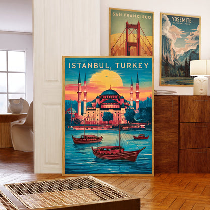 Istanbul Vintage Travel Poster  - City of Minarets and Mosques