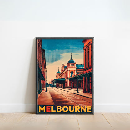 Melbourne Vintage Travel Poster - Flinders Street