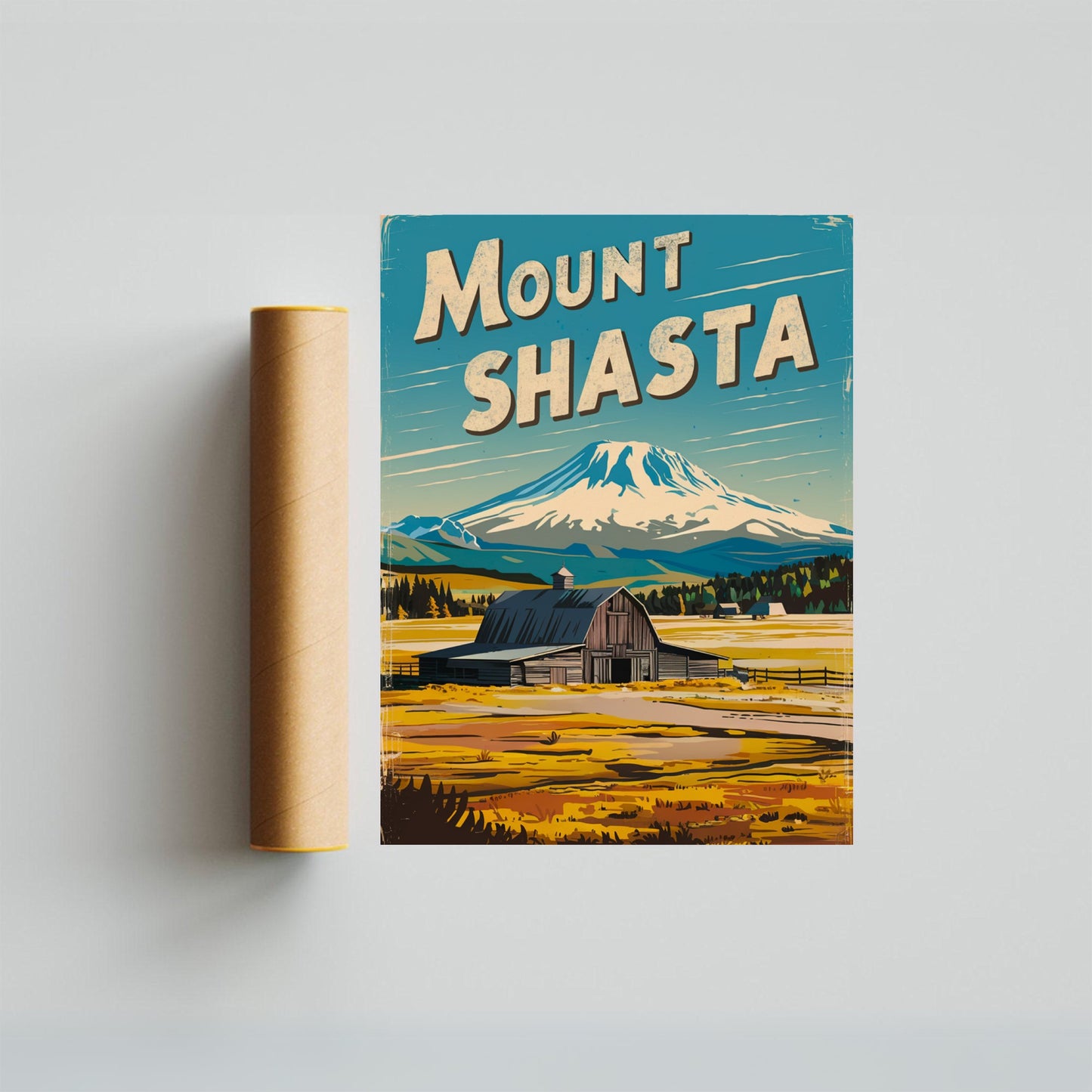 Mount Shasta Vintage Travel Poster