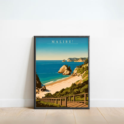 Malibu Vintage Travel Poster - Coastal Nostalgia