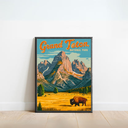 Grand Teton Vintage Travel Poster - Wildlife Haven