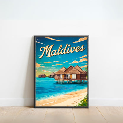 Maldives Vintage Travel Poster - Peaceful Landscape