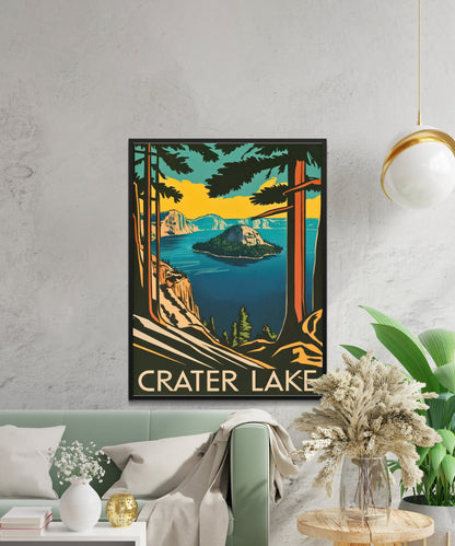 Crater Lake  Vintage Travel Poster