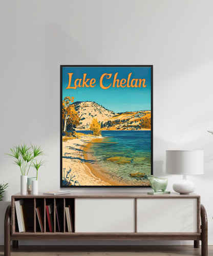 Lake Chelan Vintage Travel Poster - Serenity in the Cascades