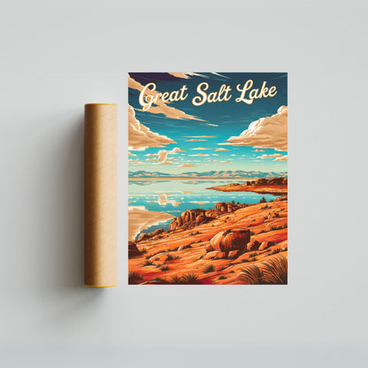 Great Salt Lake Vintage Travel Poster - Quiet Getaway