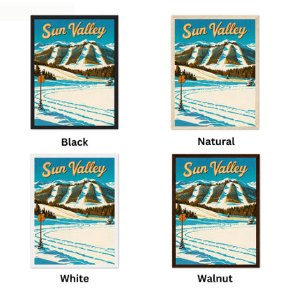 Sun Valley Vintage Travel Poster - Scenic Peaks and Sunny Slopes