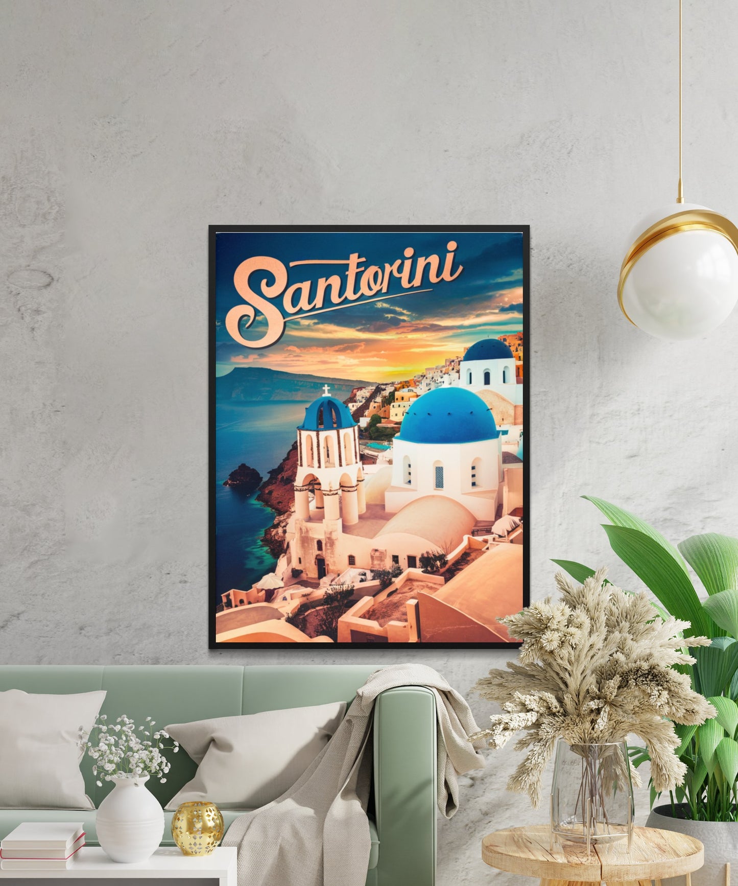 Santorini Vintage Travel Poster - Scenic Vistas