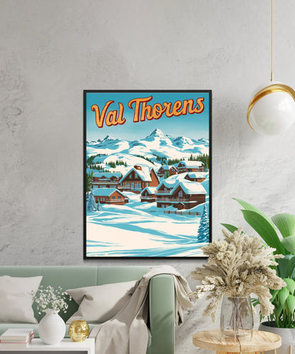 Val Thorens Vintage Travel Poster - Majestic Peaks