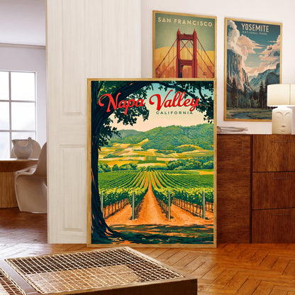 Napa Valley Vintage Travel Poster - Timeless Wine Country Elegance