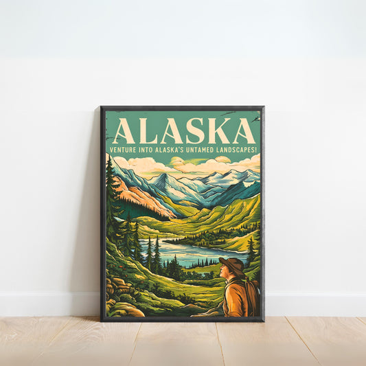 Alaska Vintage Travel Poster - Untamed Beauty