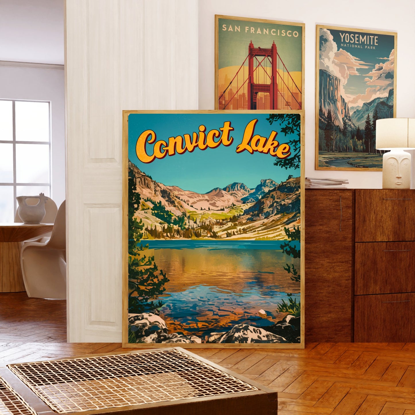 Convict Lake  Vintage Travel Poster - Scenic River