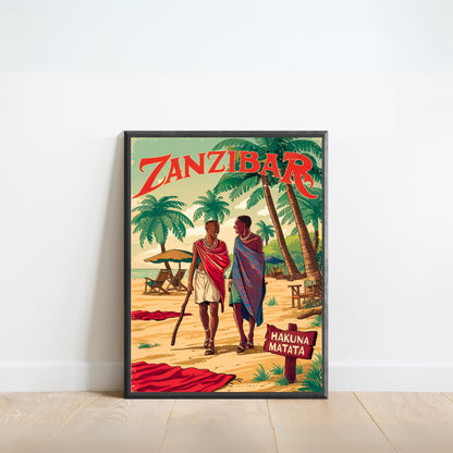 Zanzibar Vintage Travel Poster