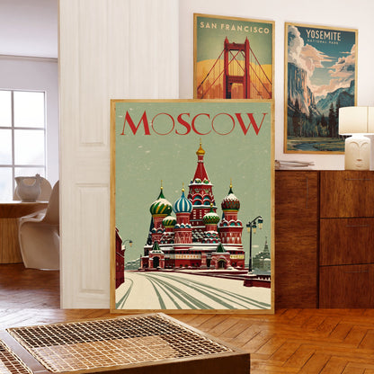 Moscow Vintage Travel Poster - Timeless Russian Majesty