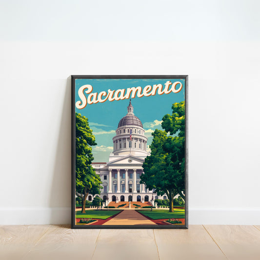 Sacramento Vintage Travel Poster