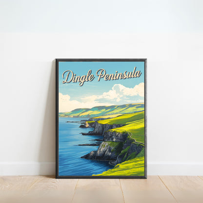 Dingle Peninsula Vintage Travel Poster - Green Spaces