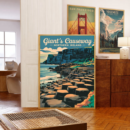 Giant's Causeway Vintage Travel Poster - Mystical Coastal Beauty