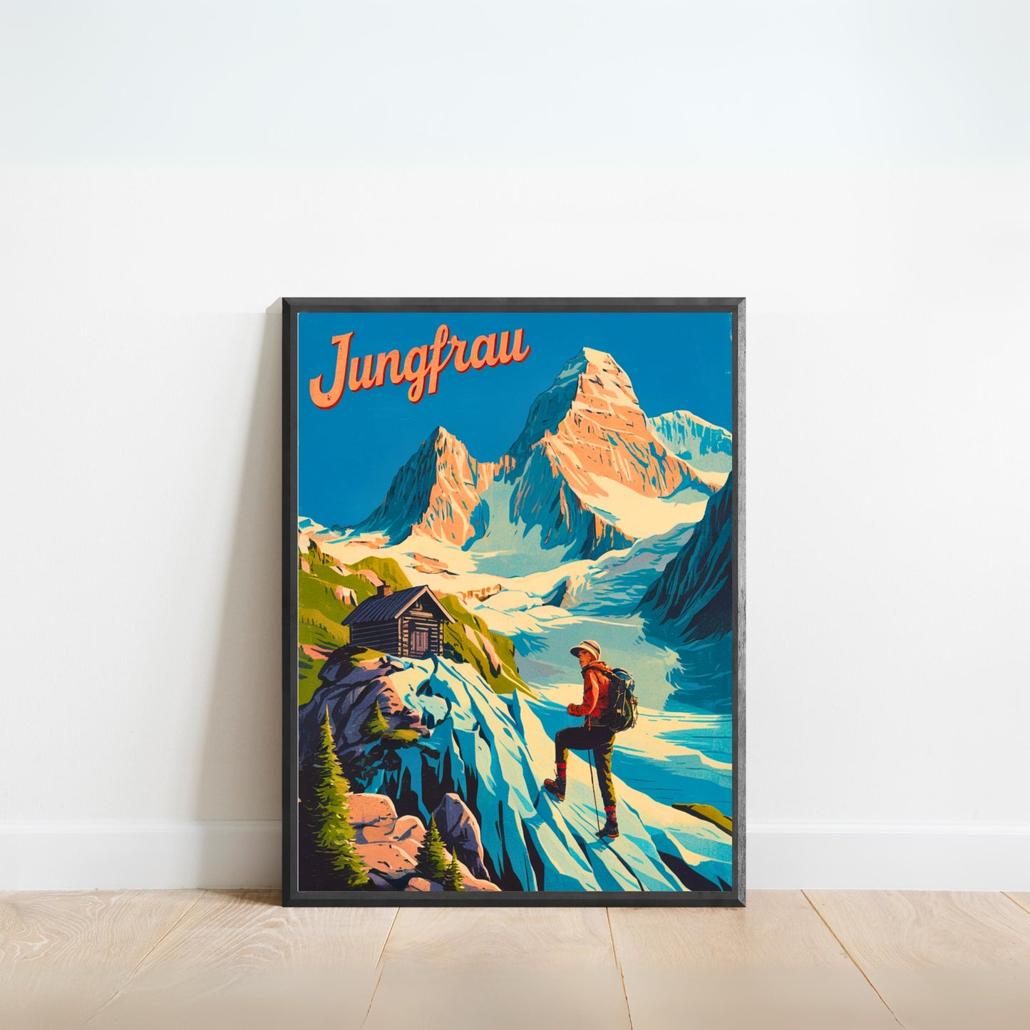 Jungfrau Vintage Travel Poster - Swiss Mountain Splendor Climbing