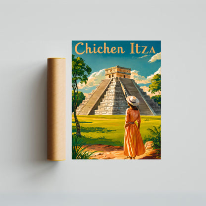 Chichen Itza Vintage Travel Poster - Historical Site