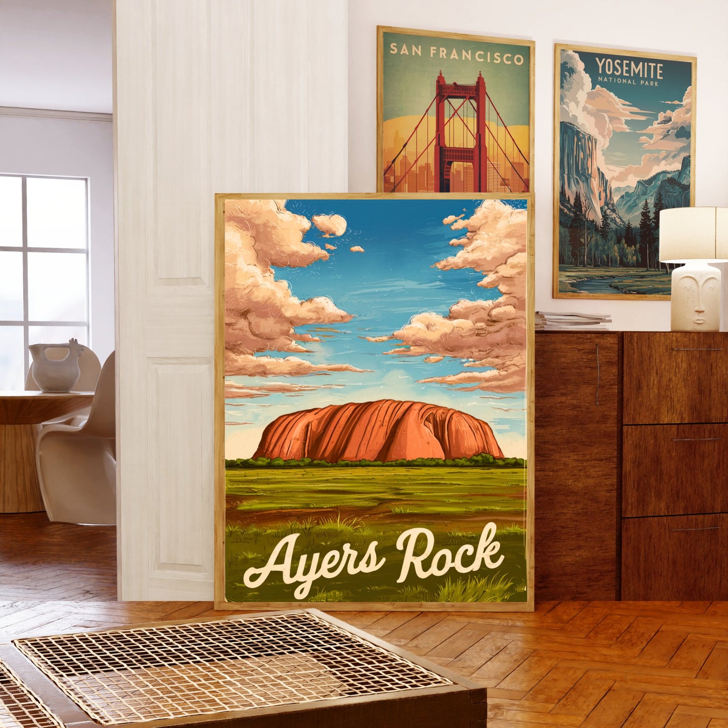 Ayers Rock Vintage Travel Poster - Majestic Natural Wonder