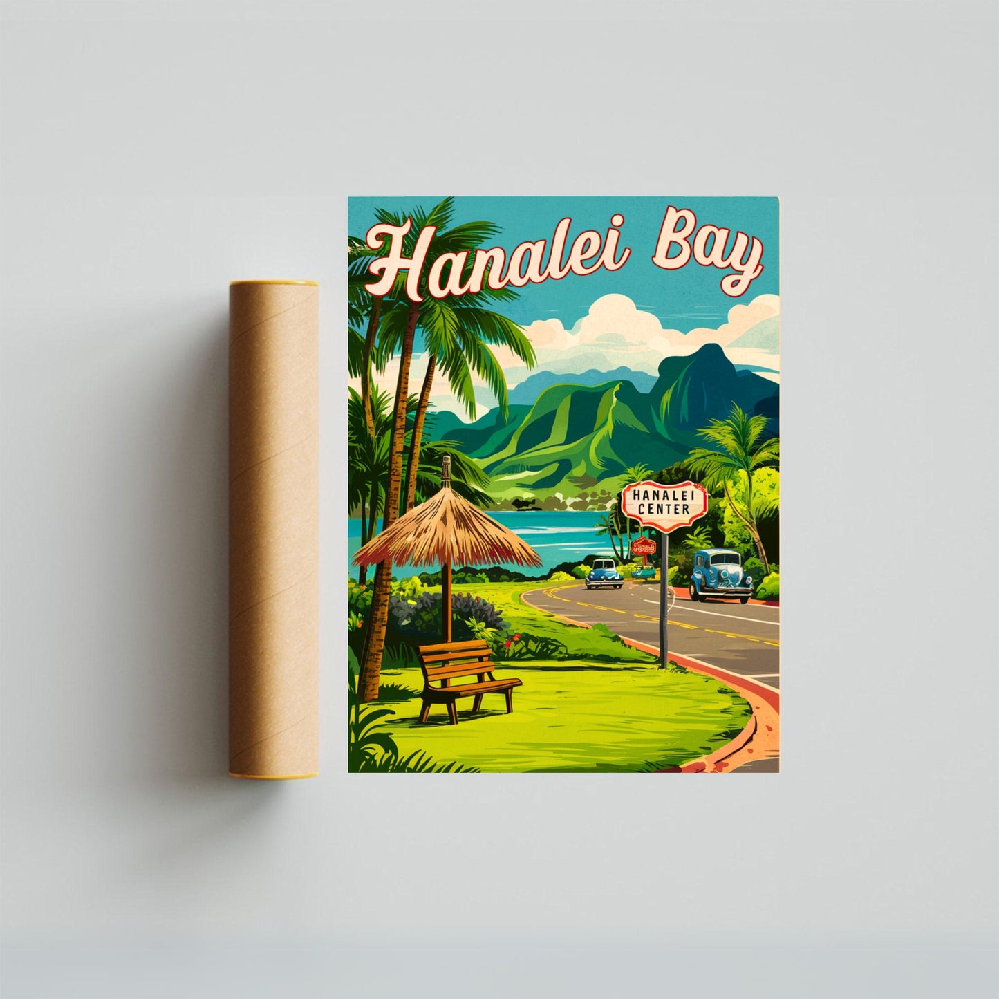 Hanalei Bay Vintage Travel Poster