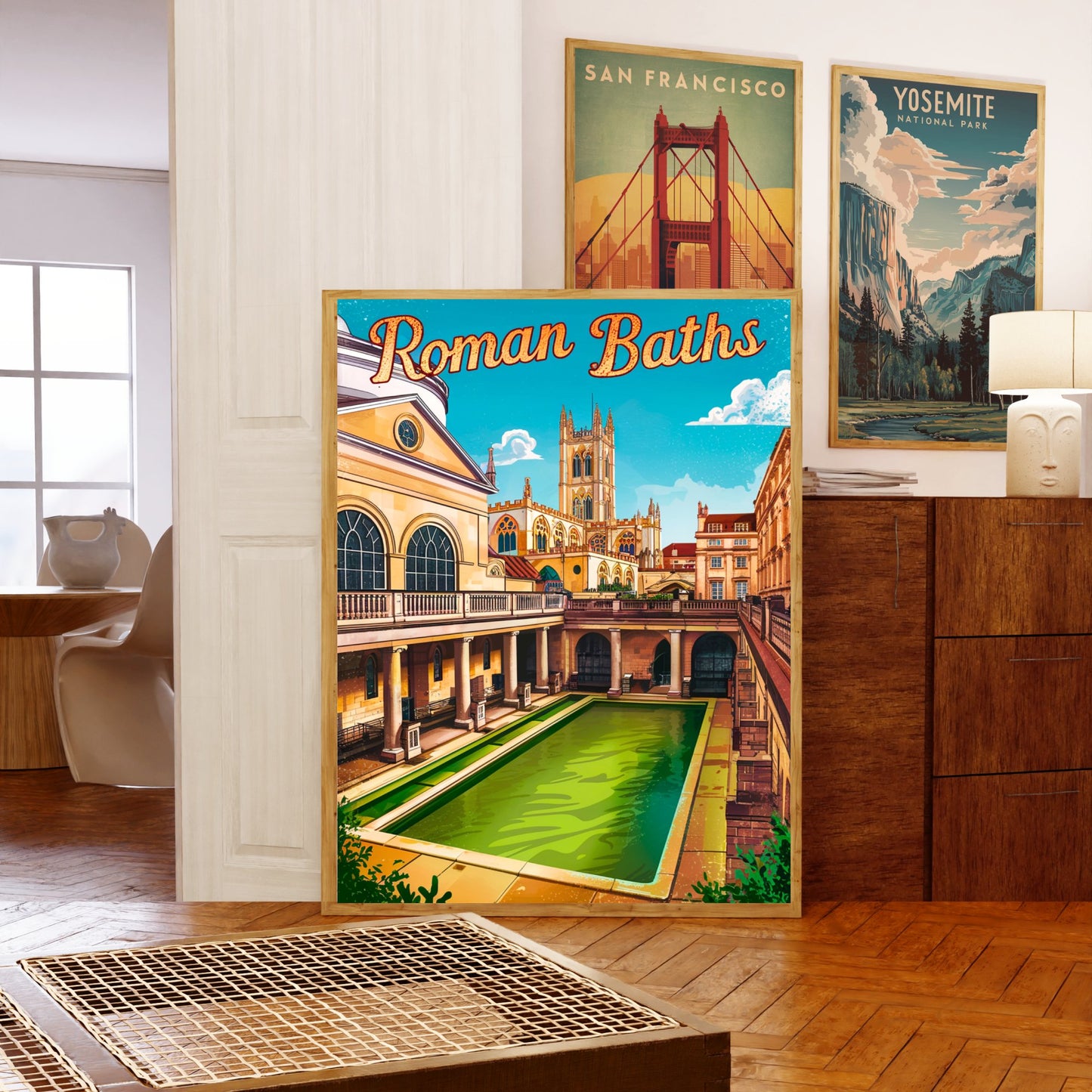 Roman Baths Vintage Travel Poster