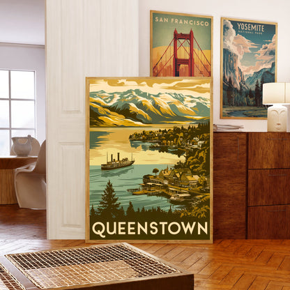 Queenstown Vintage Travel Poster - Alpine Resort