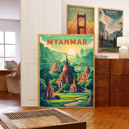 Myanmar  Vintage Travel Poster