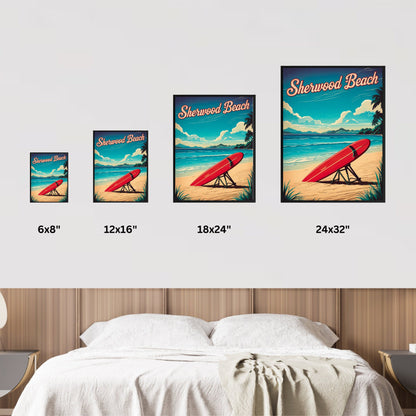 Sherwood Beach Vintage Travel Poster