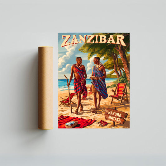 Zanzibar Vintage Travel Poster - Exotic Island