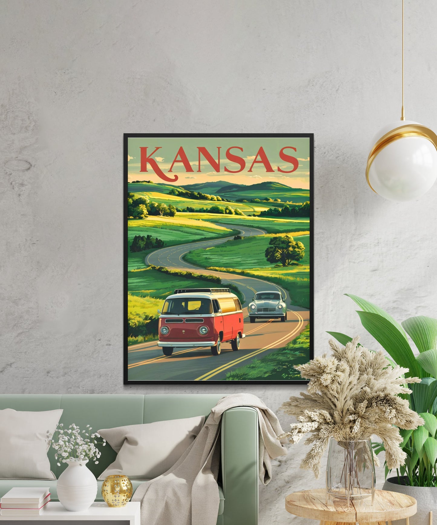 Kansas Vintage Travel Poster - Rolling Prairies and Big Skies