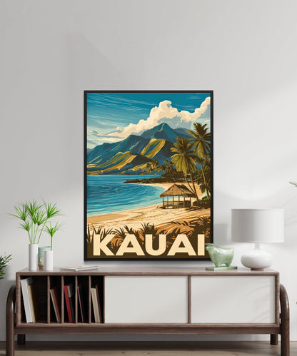 Kauai Vintage Travel Poster - Coastal Beauty